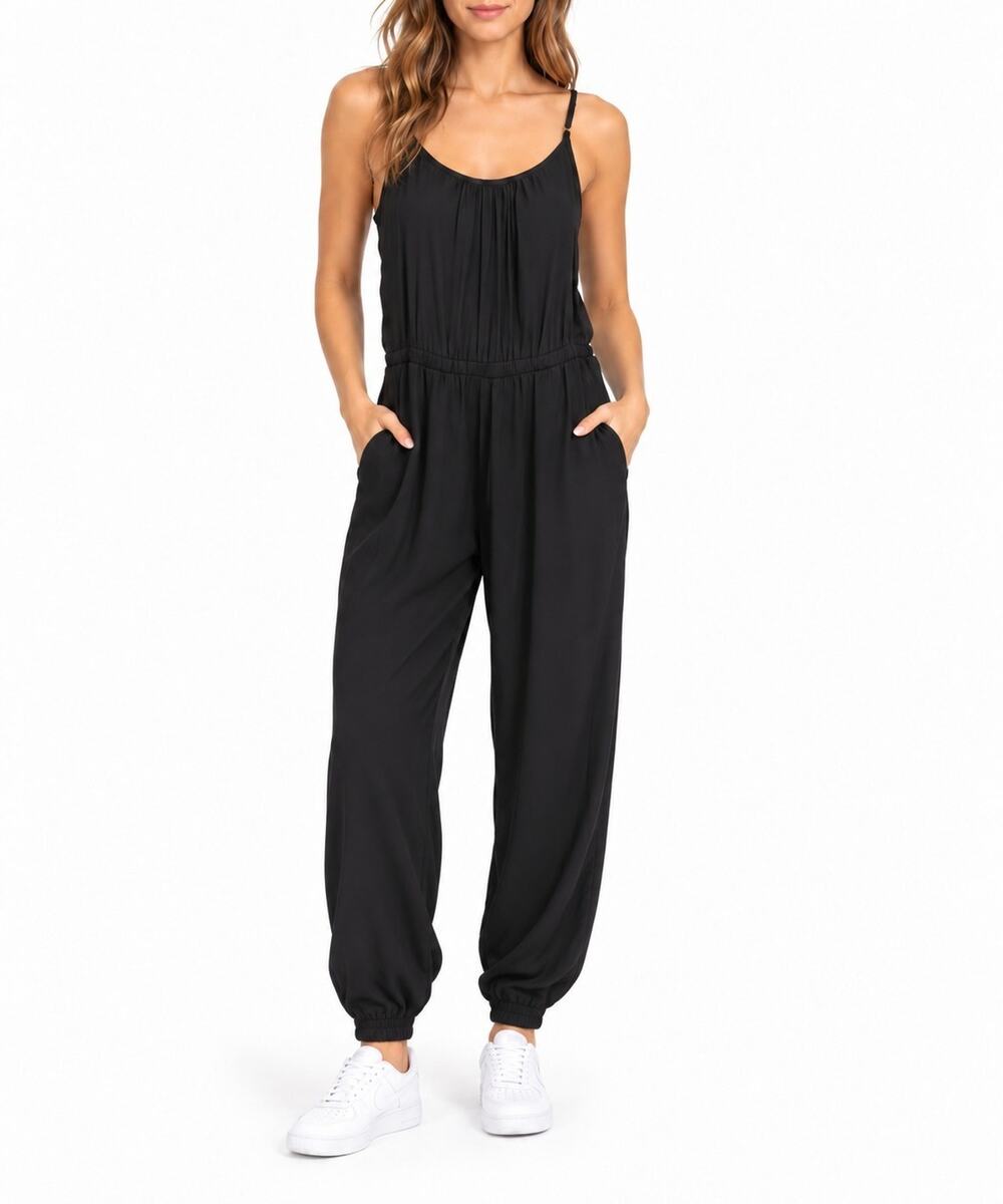 Nation LTD NWT Sz M Del Rey Jogger Jumpsuit Scoop Neck Spaghetti Strap Black
